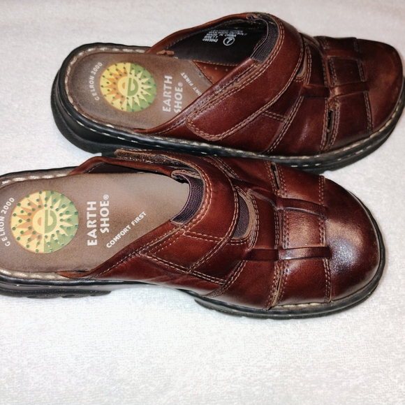 Earth Shoes Brown Leather Mules for Women Size 7 Excellent Condition - Picture 6 of 9